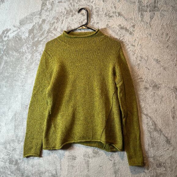Eileen Fisher Green Long Sleeve Boat Neck Nitted 100% Merino Wool Size Small - Picture 1 of 7